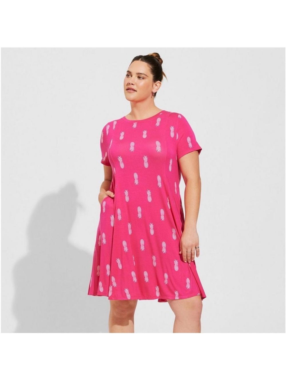 Torrid Super Soft Pink Pineapple Print Dress Casual Vacation Tropical Beach NWT